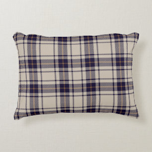 Navy Blue Beige Scottish Tartan Kariertes Muster Dekokissen