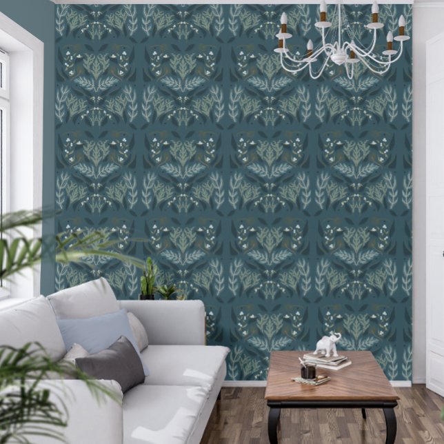 Navy Blue Berry Botanical Moody Tapete (Von Creator hochgeladen)