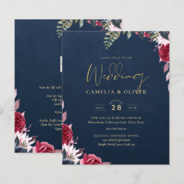 Navy Blue Berry Floral Burgundy Winter Fall