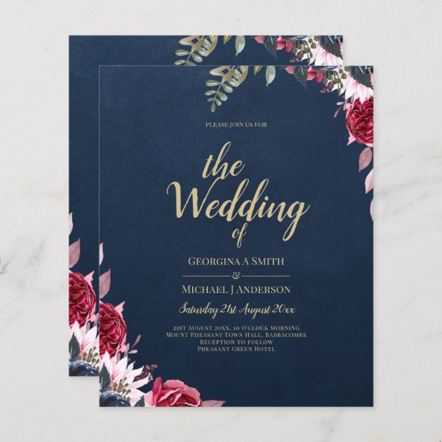 Navy Blue Berry Floral Burgundy Winter Fall (Vorne/Hinten)