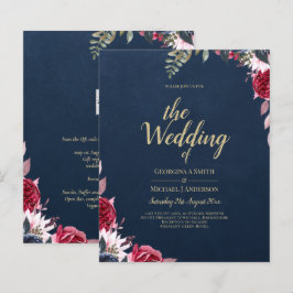 Navy Blue Berry Floral Burgundy Winter Fall