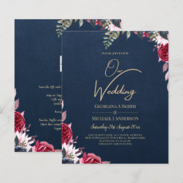 Navy Blue Berry Floral Burgundy Winter Fall