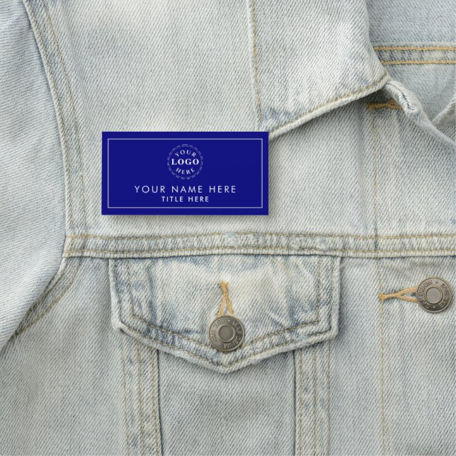 Navy Blue Beruflich Look 3"X1.5" Rectangle Namensschild (Beispiel)