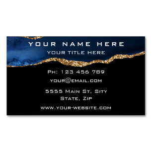 Navy Blue Black and Gold Modern Business Card Magnetische Visitenkarte