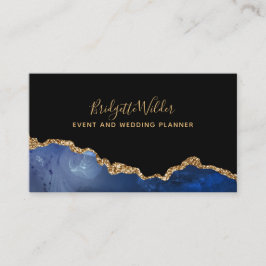 Navy Blue Black Gold Foil Agate Event Plane Visitenkarte