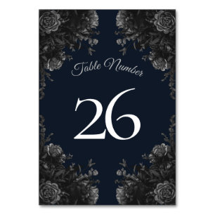 Navy Blue Black Gray Rose Gothic Wedding Tischnummer