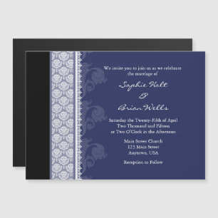 Navy Blue Black Modern Magnetic Hochzeit Einladung