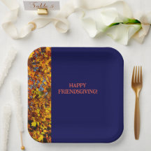Navy Blue & Blätter Erntedank Friendsgiving