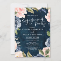 Navy Blue Blink Rosa Rose Boho Engagement Party
