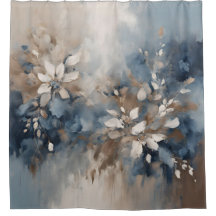 Navy Blue Blue Blue Brown Moderne Blumenwelt