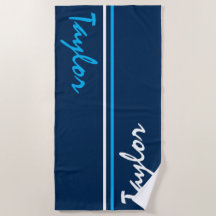 Navy Blue, Blue und White Strip Individuelle Name