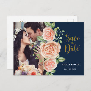 Navy Blue Blues Blues Blues Save the Date Ankündigungspostkarte
