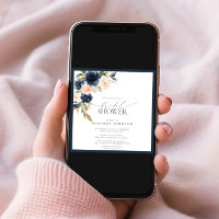 Navy Blue & Blush Floral Watercolor Bridal Shower