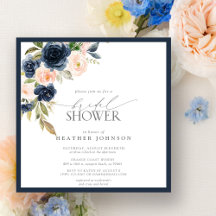 Navy Blue & Blush Floral Watercolor Bridal Shower