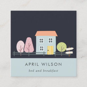NAVY BLUE BLUSH GARDEN ZUHAUSE BLEIBE BED & BREAKF QUADRATISCHE VISITENKARTE