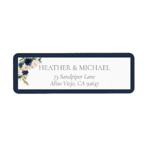 Navy Blue Blush Pink Bridal Shower Return Address