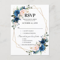 Navy Blue Blush Pink Floral Geometric UAWG