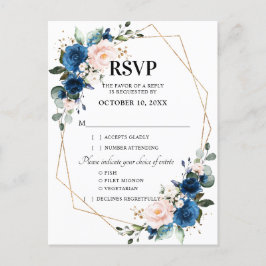 Navy Blue Blush Pink Floral Geometric UAWG Postkarte