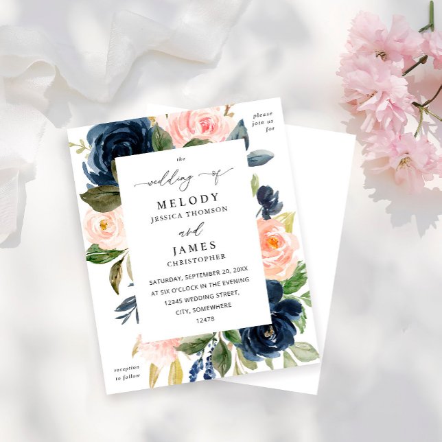Navy Blue & Blush Pink Floral Wedding (Von Creator hochgeladen)