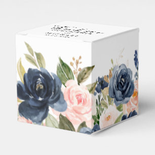 Navy Blue Blush Pink Rose Boho Hochzeit Geschenkschachtel