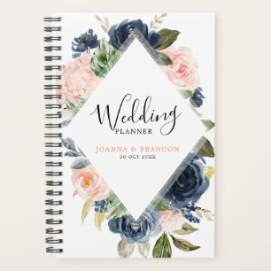 Navy Blue Blush Pink Rose Boho Hochzeit Planer