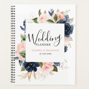 Navy Blue Blush Pink Rose Boho Hochzeit Planer