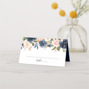 Navy Blue Blush Pink Rose Boho Hochzeit Platzkarte