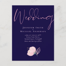Navy Blue Blush Pink Rosegold Hochzeitbudget Postkarte