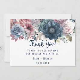 Navy Blue Blush Pink Roses Hochzeit Danke Karten