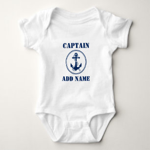 Navy Blue Boat Anchor mit Rope & Baby Name/Rank Strampler