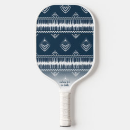 Navy Blue Boho Chic Fringe Muster Custom Text Pickleball Schläger