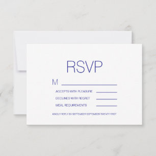 Navy Blue Boho Floral Wedding RSVP Karte
