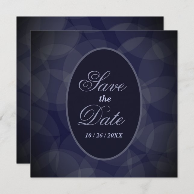 Navy Blue Bokeh Hochzeit speichern das Datum Save The Date (Vorne/Hinten)
