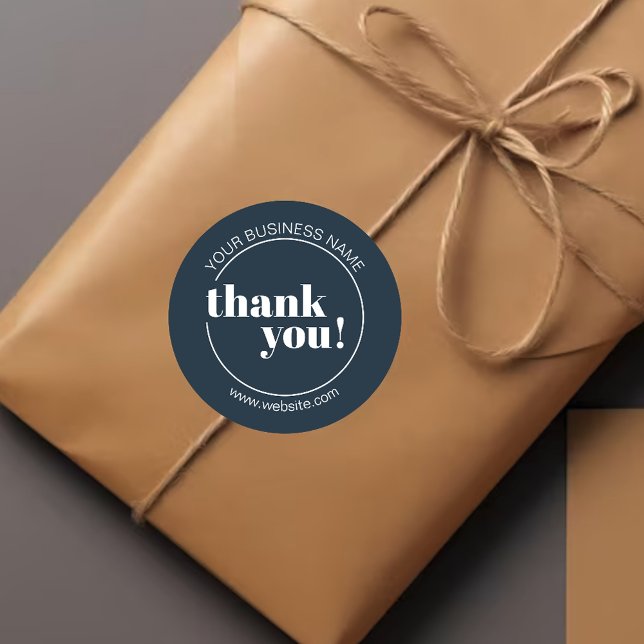 Navy Blue Bold Business Vielen Dank Runder Aufkleber (Von Creator hochgeladen)