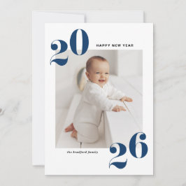 Navy Blue Bold Typografy 2025 New Year Foto Feiertagskarte
