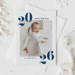 Navy Blue Bold Typografy 2025 New Year Foto Feiertagskarte