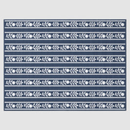 Navy Blue Bone Inlay Floral Border Decoupage Paper Seidenpapier