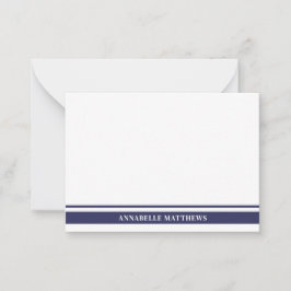 Navy Blue Border Minimalist Name Monogram Mitteilungskarte