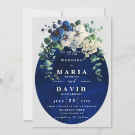 Navy Blue Botanical Floral Edit Einladung