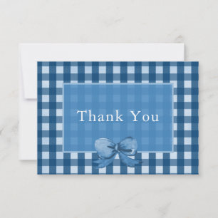 Navy Blue Bow Gingham Dankeschön Karte