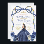 Navy Blue Bow Princess Gold Crown Quinceañera Einladung<br><div class="desc">EDITABLE Navy Blue Bow Princess Gold Crown Quinceañera Einladung Elegant Navy Blue Floral Princess Kostüme Quinceañera Girl Birthday Invite Gold Crown Mis Quince Anos,  15. Geburtstagsparty</div>