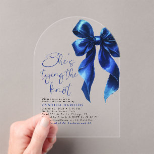 Navy Blue Bow Sie bindet das Brautparty des Knoten Acryleinladungen