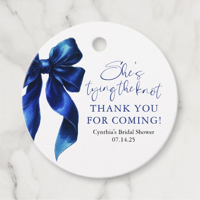 Navy Blue Bow Sie bindet das Brautparty des Knoten Geschenkanhänger (Vorderseite)