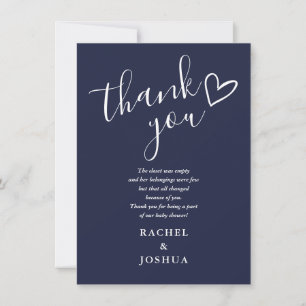 Navy Blue Boy Baby Shower Skript Herz Gedicht Dankeskarte