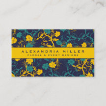Navy Blue & Bright Yellow Floral Design