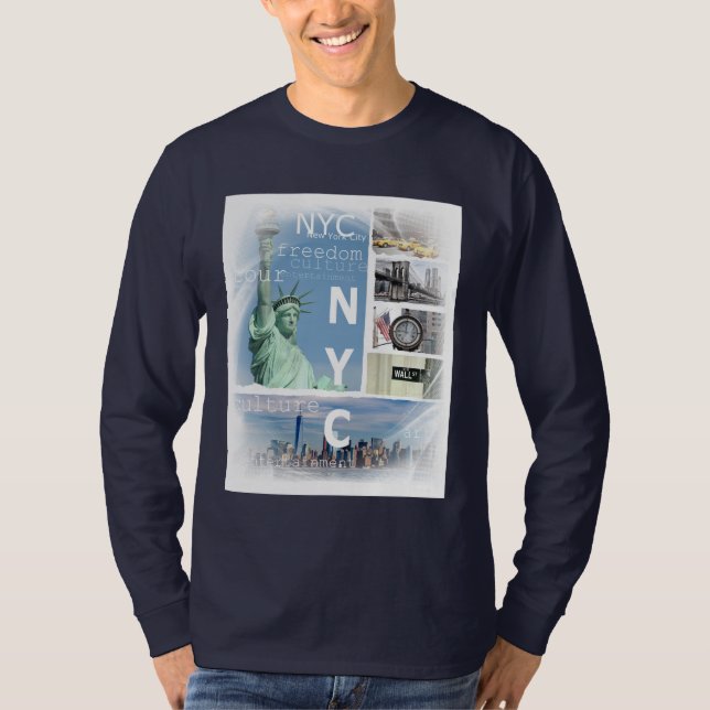 Navy Blue Brooklyn Bridge New York City T-Shirt (Vorderseite)