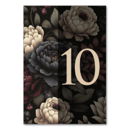 Navy Blue & Burgund Moody Floral Table 10 Tischnummer