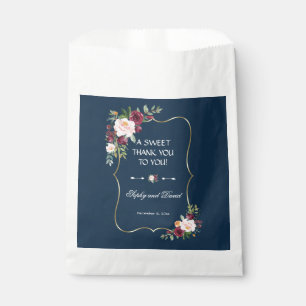 Navy Blue Burgundy Floral Gold Wedding DANK Geschenktütchen