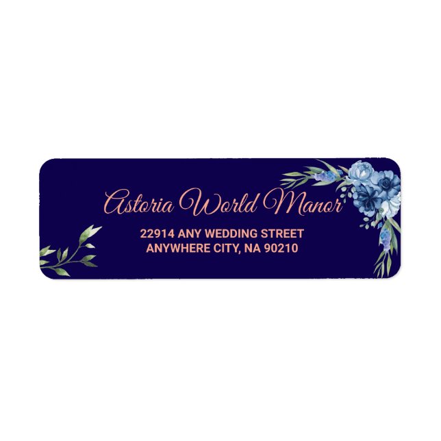 Navy Blue Burgundy Gold Blush Wedding address labe (Vorne)