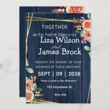 Navy Blue Burgundy Gold Blush wood Wedding